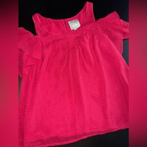 Anthropologie Maeve Tavin Open Cold Shoulder Blouse in Pink Size 2  EUC